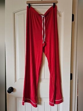 Bright Red Elastic Waist Lounge Pants